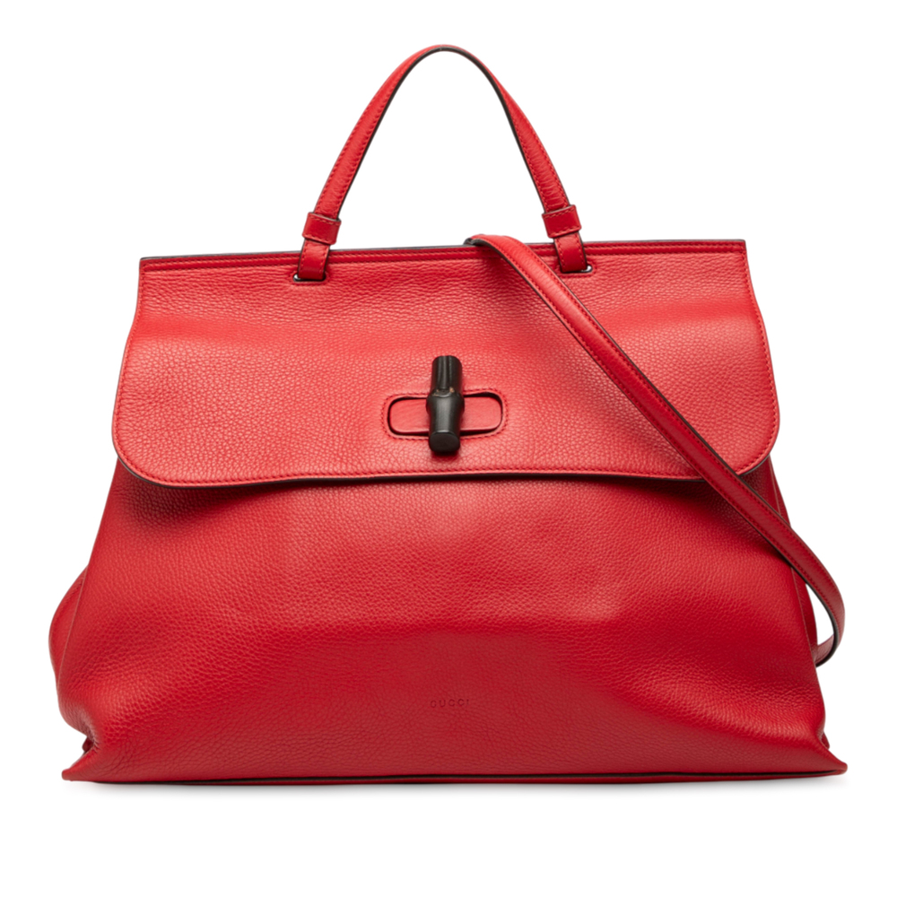 Pre-Loved Gucci Large Calfskin Bamboo Daily Satchel